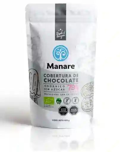 Manare Cobertura Sin Azúcar 79% Cacao Orgánico