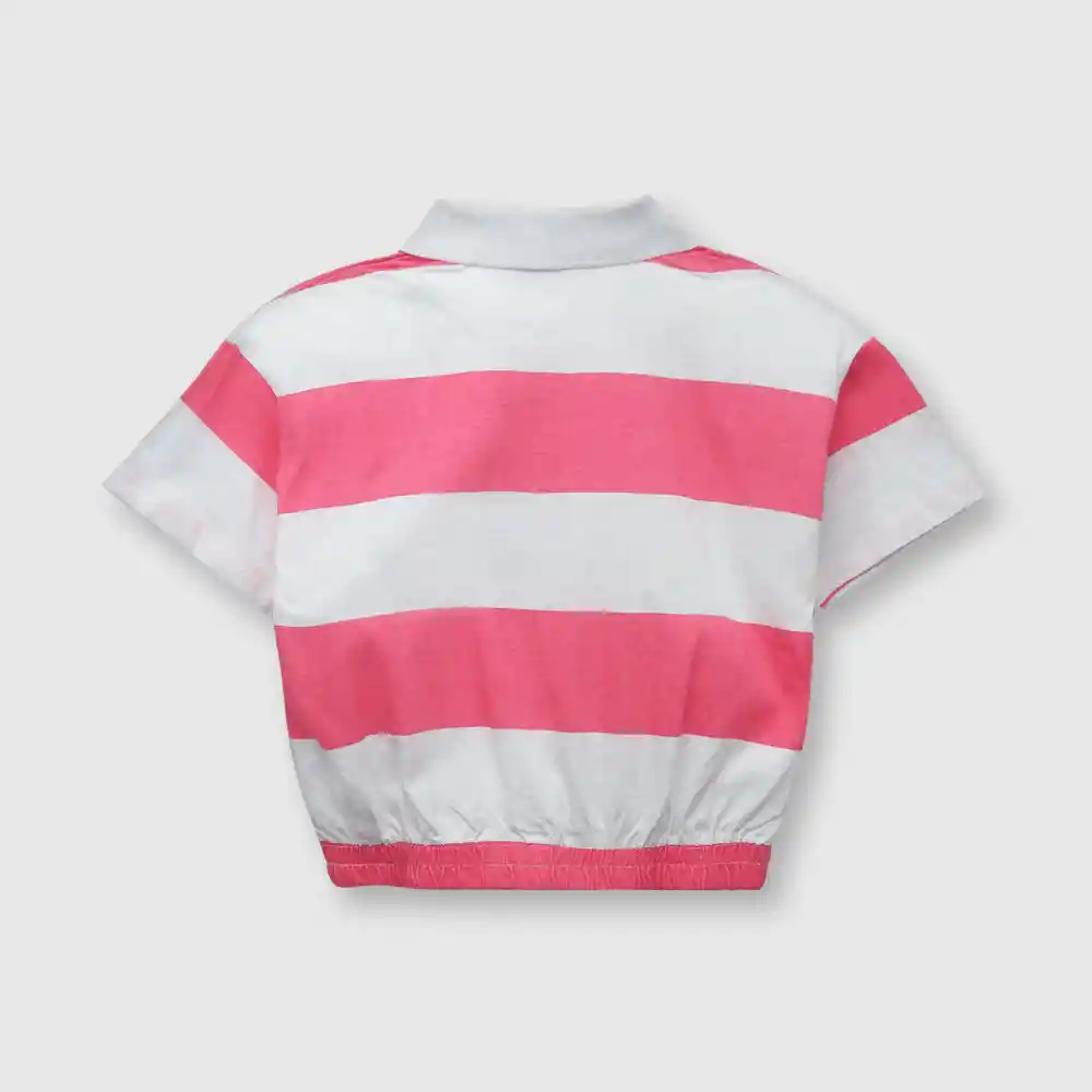 Polera Listada Para Niña Rosada Talla 10a