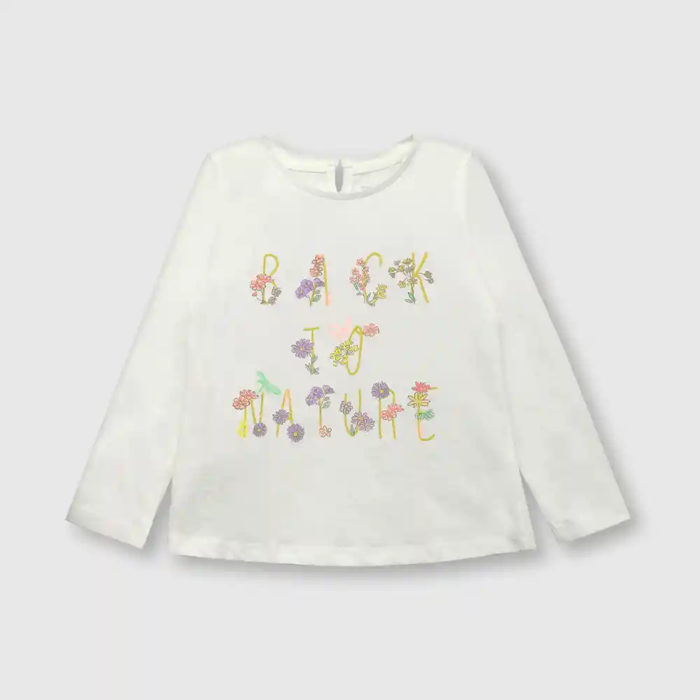 Polera De Bebé Estampada Niña Blanca Talla 18/24m