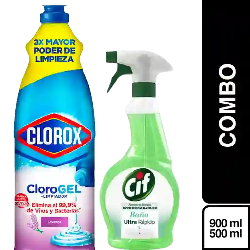 Combo Clorox Cloro en Gel Lavan + Cif Limpiador Para Baño