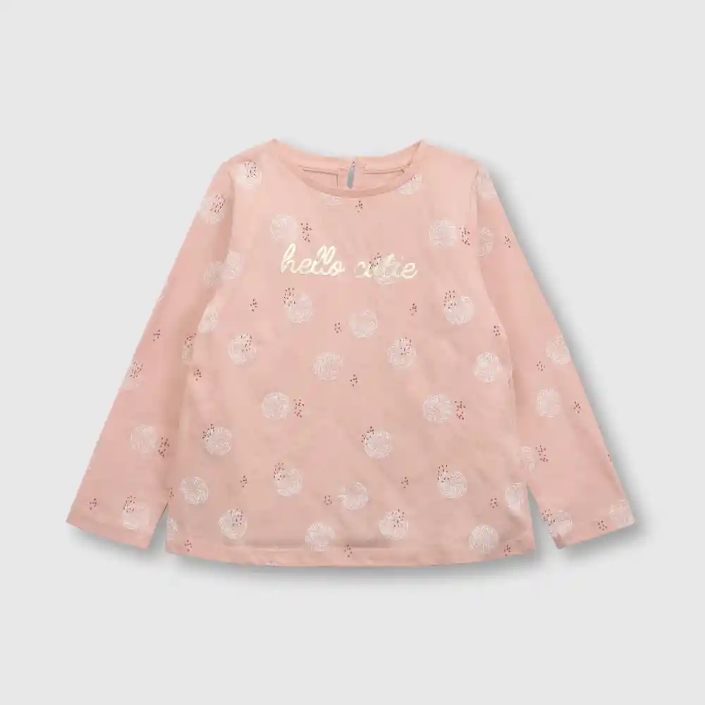 Polera Estampada Para Bebé Rosado Talla 12/18 Meses