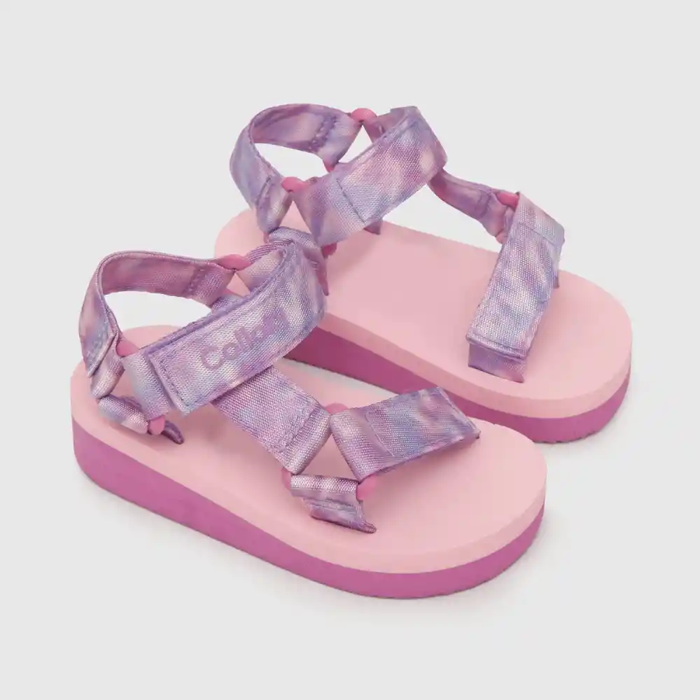 Sandalias Aqua Tie Dye De Niña Morado Pastel Talla 25