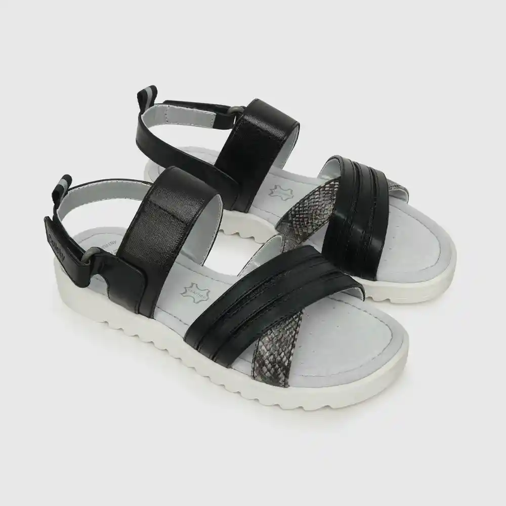 Sandalias Velcro De Niña Negro Talla 33