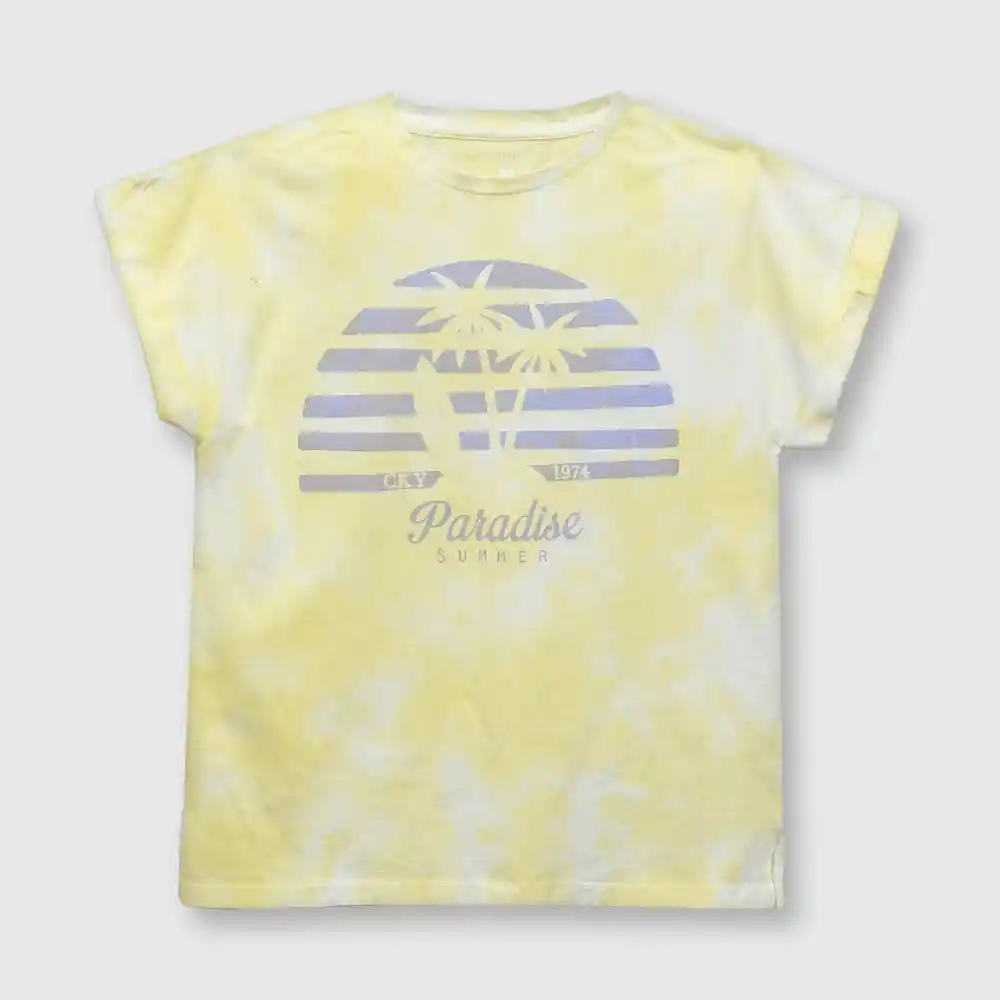 Polera Palmera Para Niña Amarilla Talla 10a