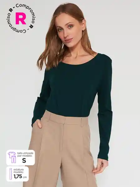 Marquis Polera Manga Larga Round B Verde Oscuro Talla M S25