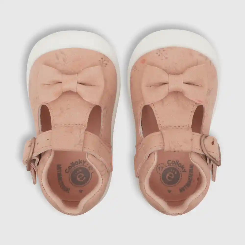 Zapatos Hebilla Y Aplicación Cinta Niña Rosado Talla 19