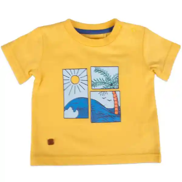 Polera Manga Corta Bebé Niño Amarillo Talla 12 M Pillín