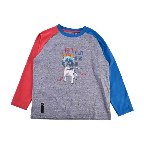 Polera Manga Larga Niño Gris Talla 3 A Pillin