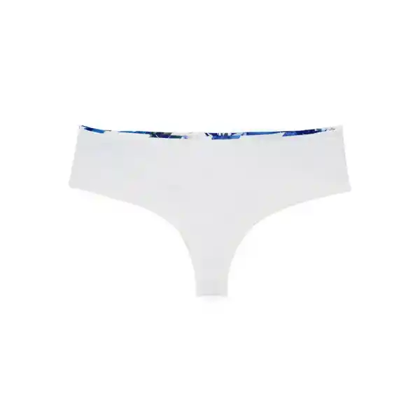 Bikini Calzón Tanga Reversible Estampado Azul Talla S Samia