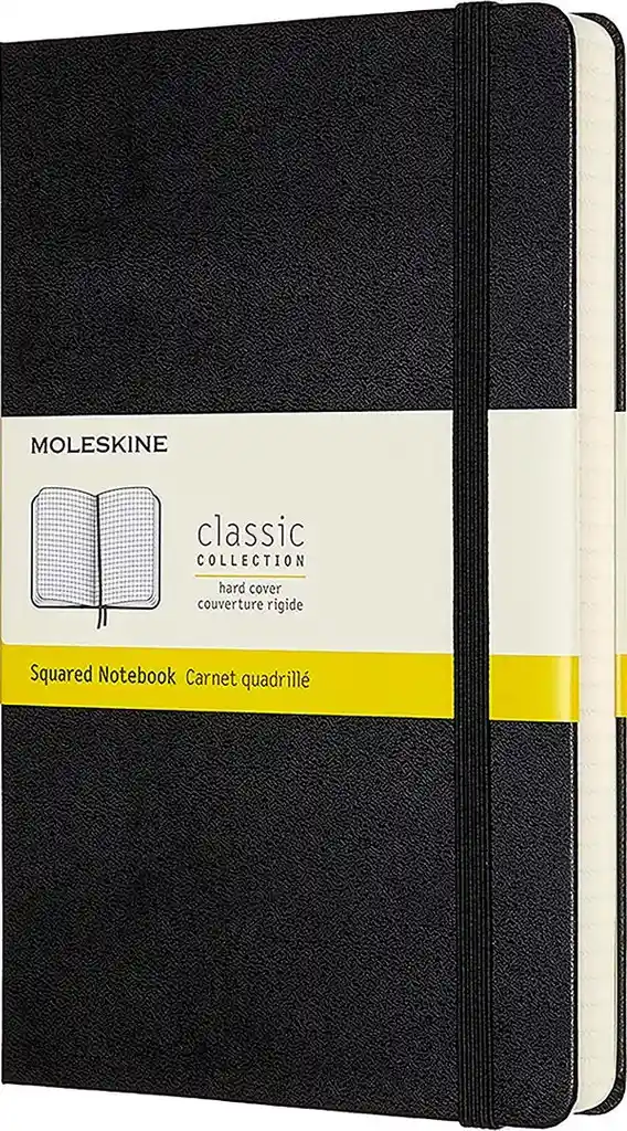 Cuaderno Clásico Expanded / Grande / Negro / Cuadriculada