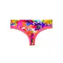 Bikini Calzón Tanga Reversible Tiro Alto Estampado Naranja T. L Samia