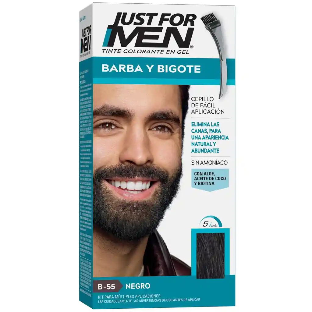 Just For Men Tinte Colorante para Barba y Bigote Tono B-55 Negro