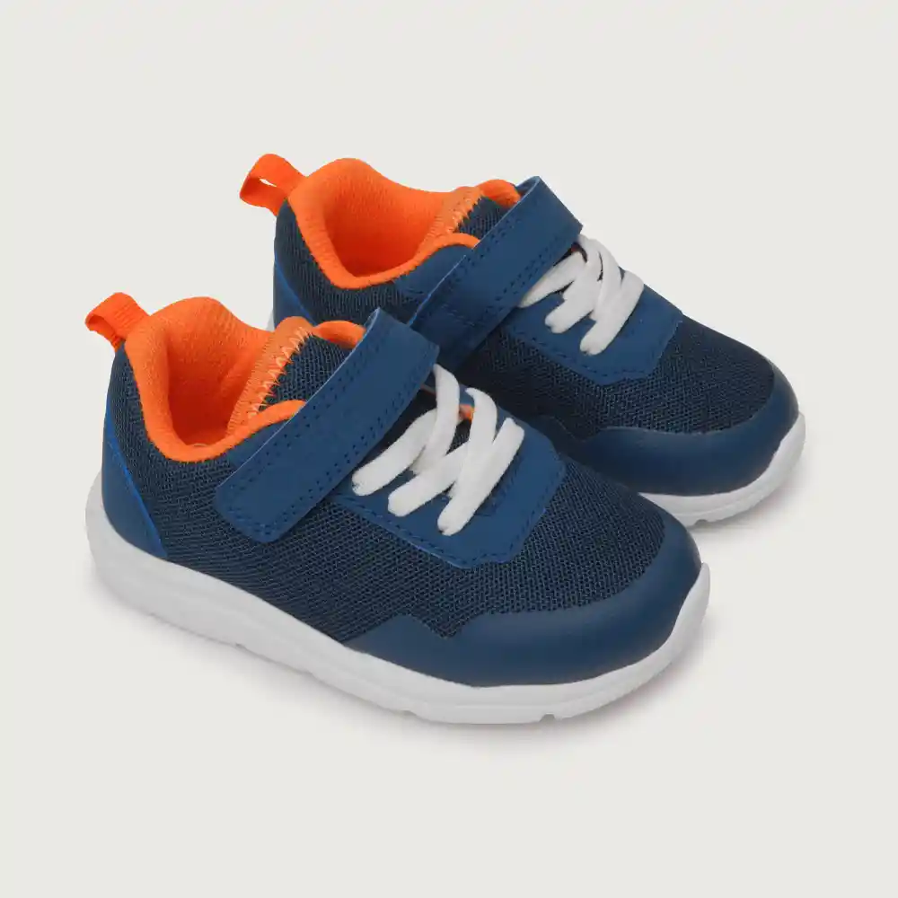 Zapatillas Deportiva Liviana Niño Azul/naranja Talla 27