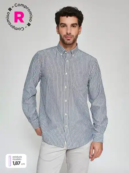 Kenneth Stevens Camisa Manga Larga Lin Benito Azul L SS25