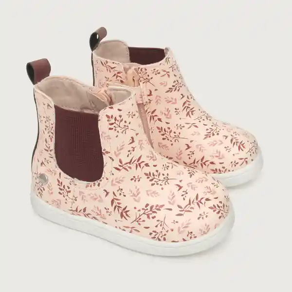 Botines Full Print Flores de Niña Rosado Talla 21 Opaline