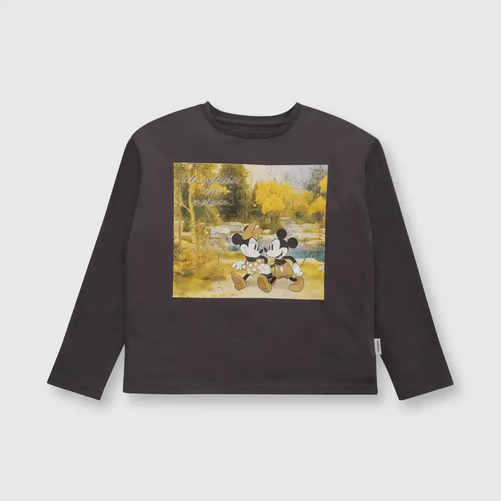 Polera Minnie De Niña Gris Talla 10 Años