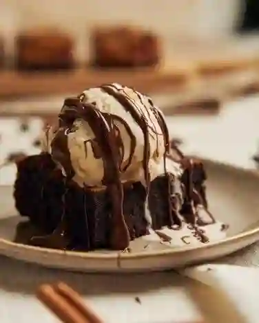 Brownie con Helado de Vainilla