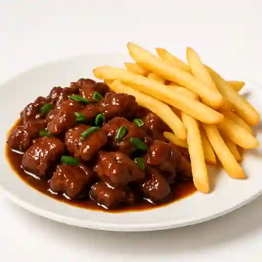 Carne de Jengibre con Papas Fritas