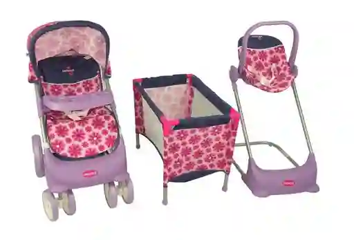 Bebesit Kit Coche Con Silla + Cuna Rosa