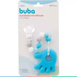 Buba Mordedor de Silicona Con Pinza Para Chupete Color Azul