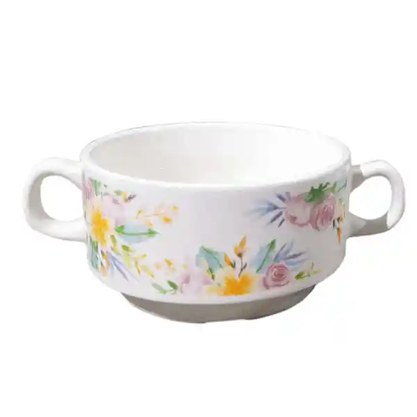 Set Mi Hogar Taza Para Consomé Con Cuchara Flores