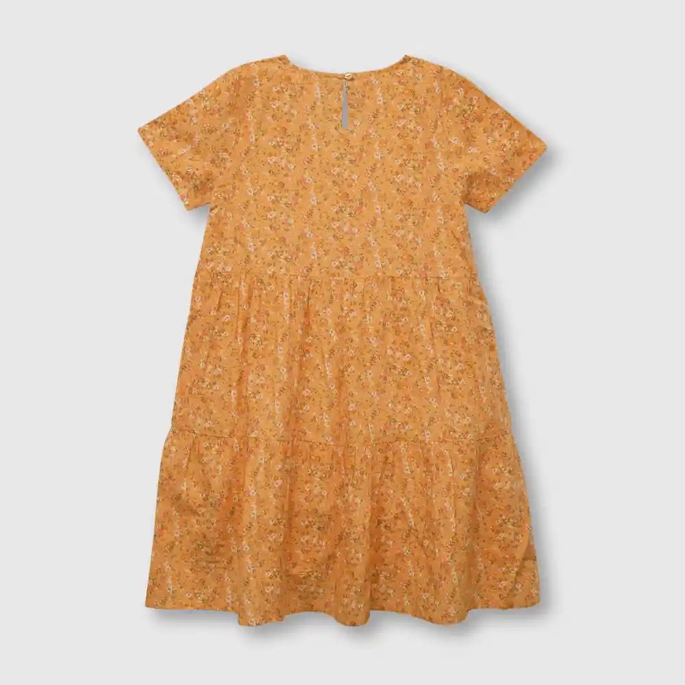 Vestido Floreado De Niña Naranjo Talla 8 Años