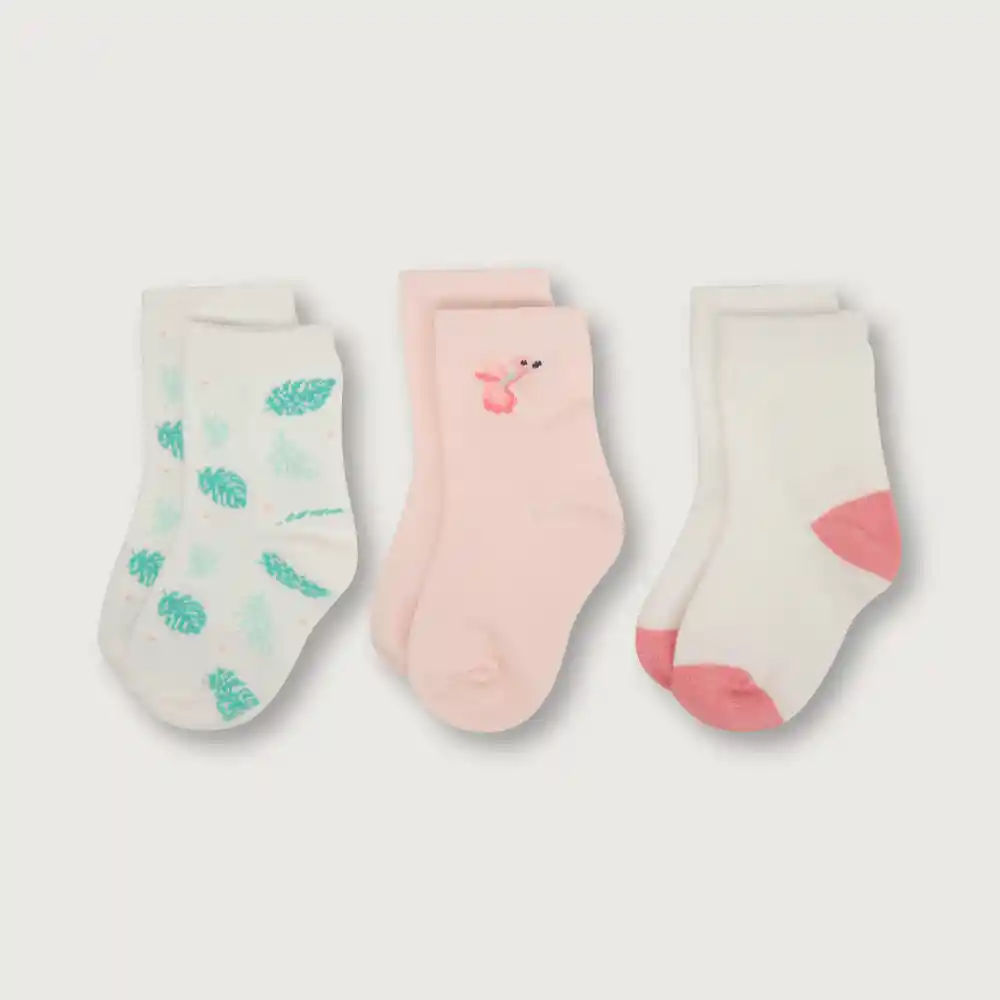 Pack Calcetines Para Niña Rosado Hawaii Talla 17/19
