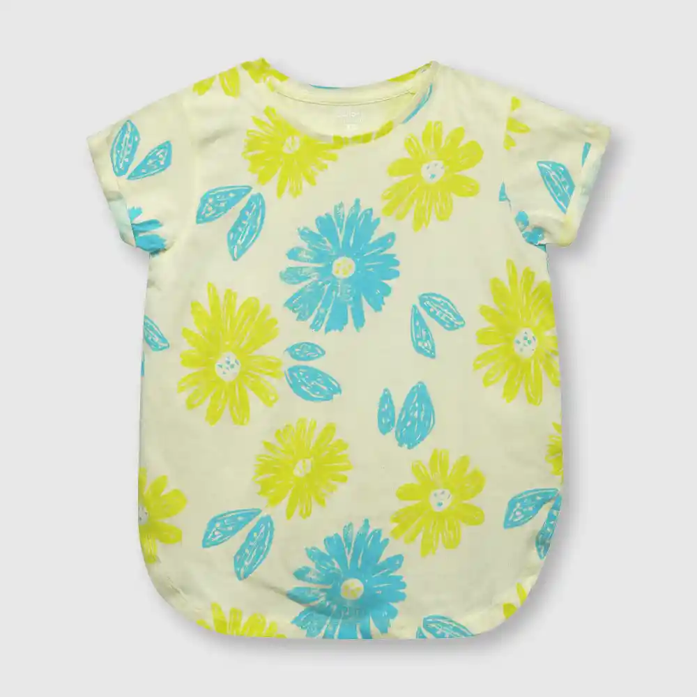 Polera Flores Niña Amarilla Talla 8a