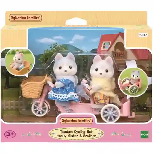 Sylvanian Families Juguete Hermanos Husky en Tándem