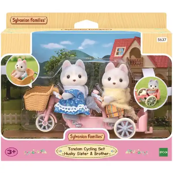 Sylvanian Families Juguete Hermanos Husky en Tándem