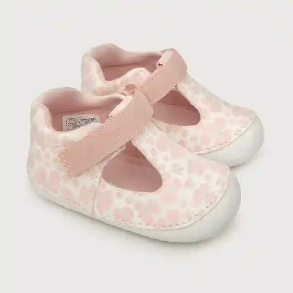 Opaline Zapatos Reina Velcro de Niña Rosada Talla 19