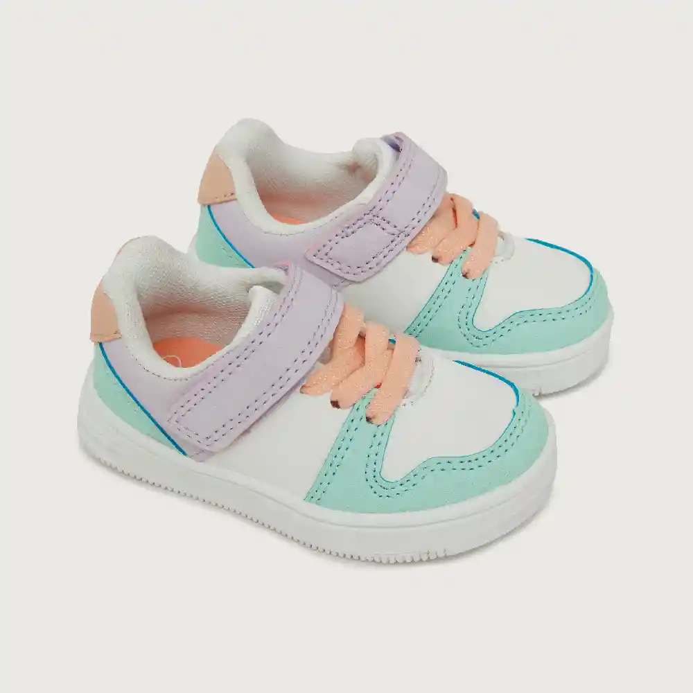 Zapatillas Urbana Niña Color Pastel Blanca Talla 27