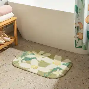 Piso de Baño de Algodón Bordado 70 x 50 cm