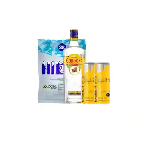 Combo Gin Gordon + Red Bull Amarilla + Hielo