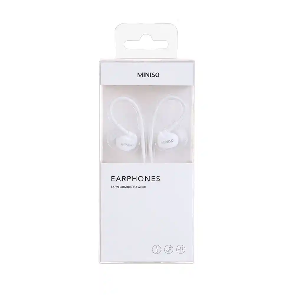 Miniso Audifonos Deportivos blancos de cable 857
