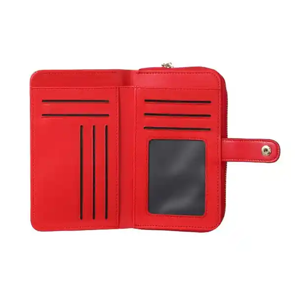 Miniso Billetera Larga Con Hebilla Metal Estilo Simplista Rojo