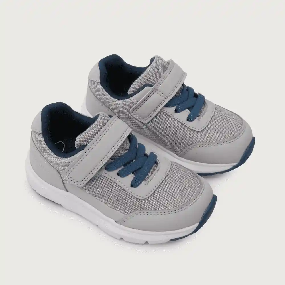Zapatillas Deportivas De Velcro Para Niño Gris Talla 21