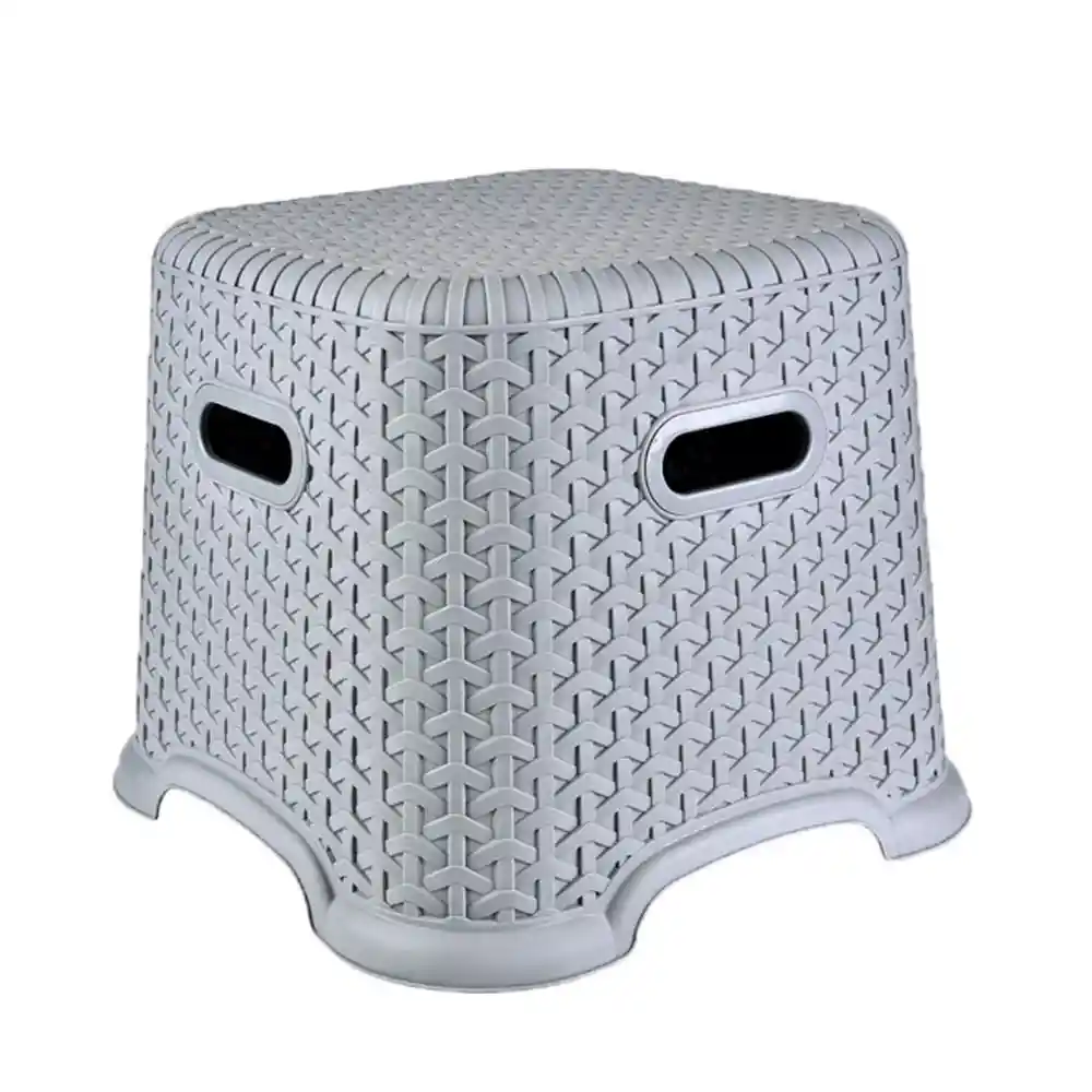 Taburete Simil Rattan Apilable Gris Tt