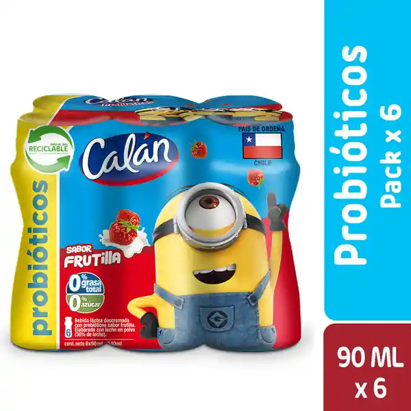 Calan Pack Bebida Láctea Descremada Con Probiótico Frutilla
