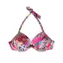 Bikini Estilo Sostén Clásico Estampado Fucsia Talla L Samia