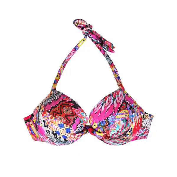 Bikini Estilo Sostén Clásico Estampado Fucsia Talla L Samia