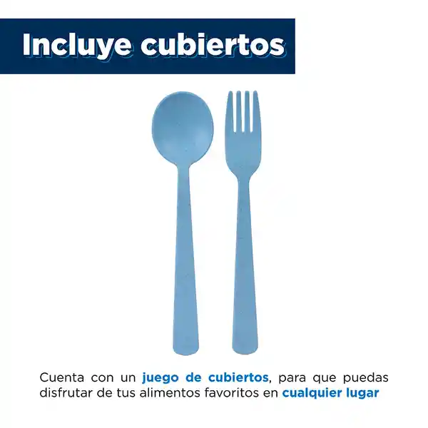 Contenedor Para Comida Doble Capa Azul 1000 mL Miniso