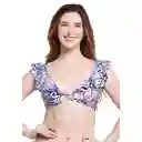 Bikini Triángulo Con Vuelos Copa C Estampado Celeste T. XL Samia