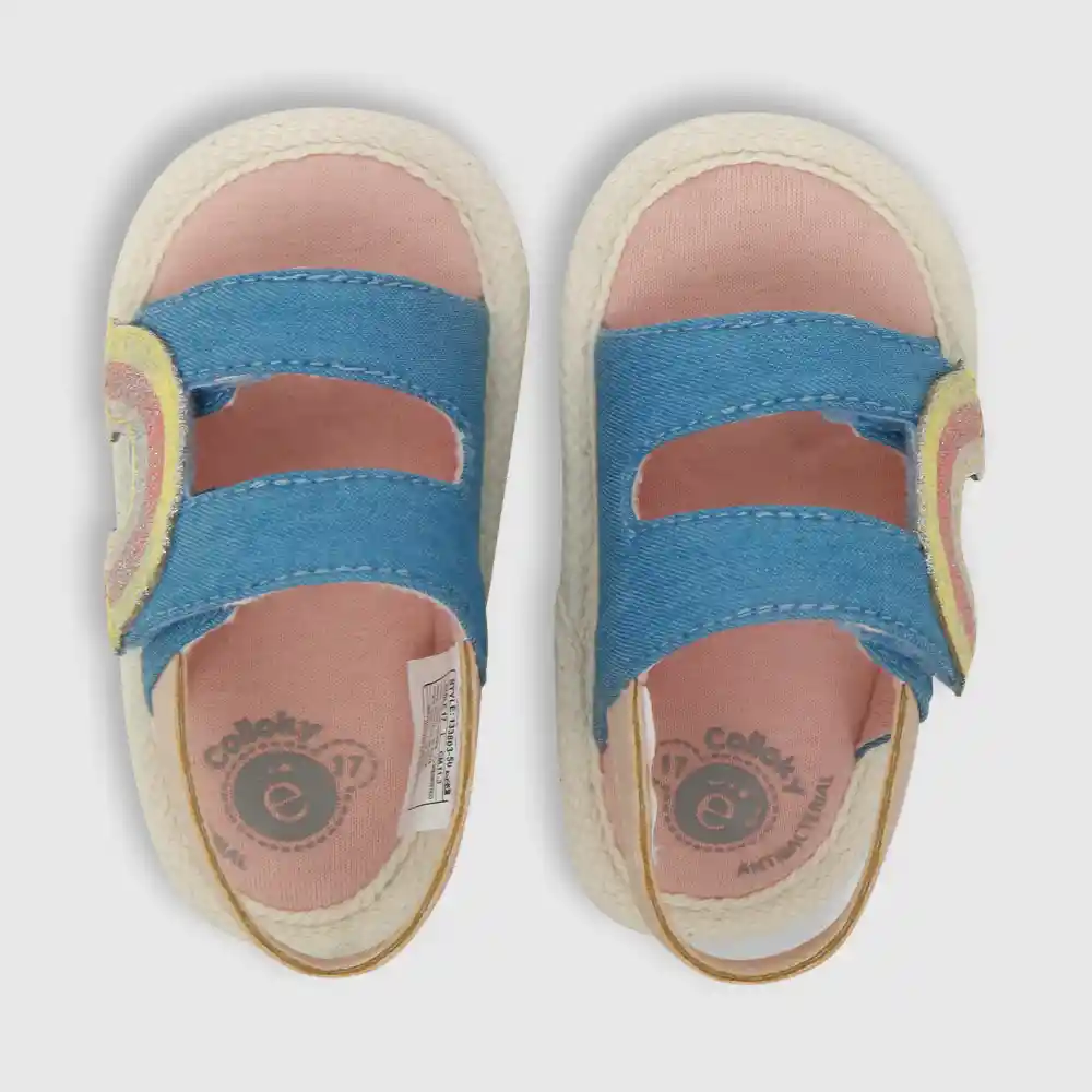 Sandalias Con Velcro Arcoíris De Niña Azul Talla 14