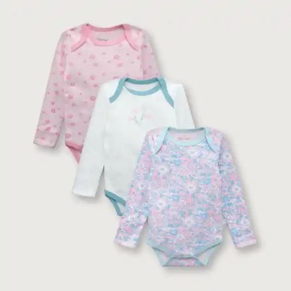 Pack Bodies Senciales de Niña Bebé Rosado Talla 3M Opaline