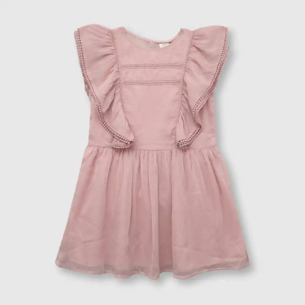 Vestido Malla Bordado De Niña Lila Talla 12a