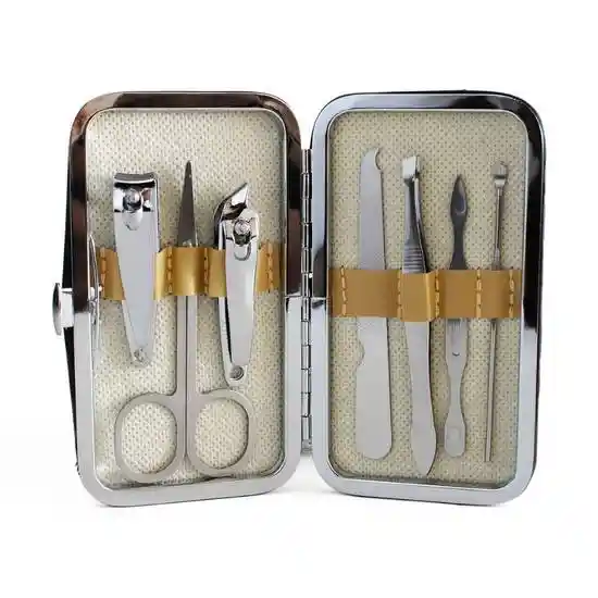 Estuche Kit de Manicure Cuidado 7 en 1 Tartán