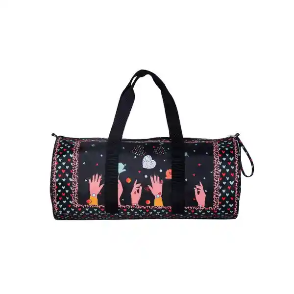 Bolso Deportivo Negro Con Corazones