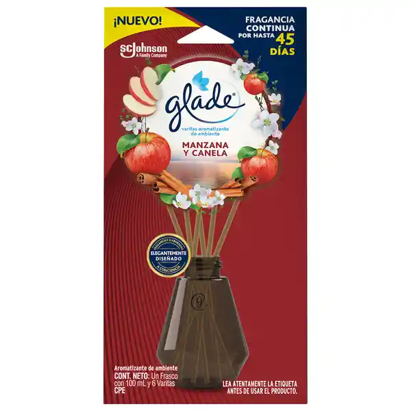 Aromatizante varitas difusoras Glade Varitas Manzana y Canela 100ml