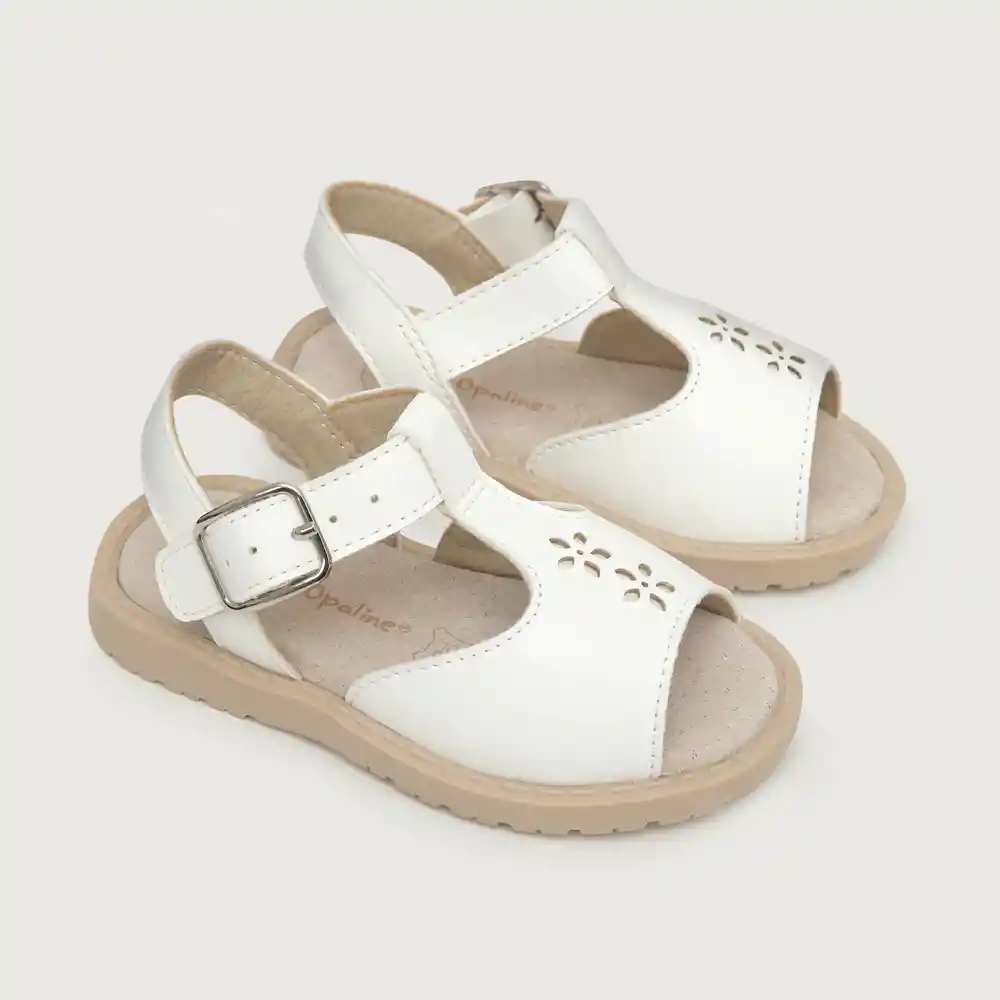 Sandalias Flores De Niña Blanca Talla 22